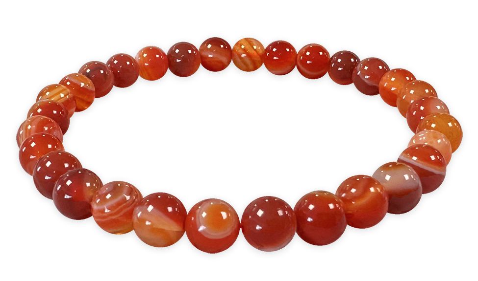 Bracciale elasticizzato pietre dure Agata rossa fasciata 6mm