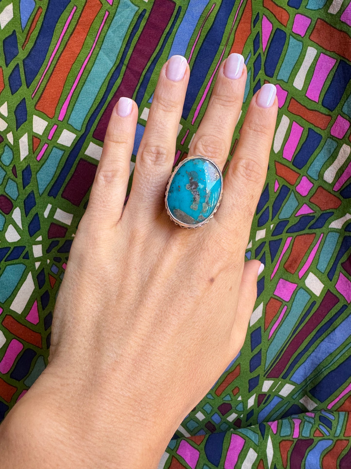 925 silver copper turquoise ring size 29/30 G51