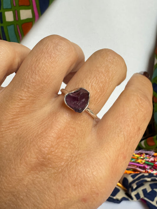 Anello argento 925 ametista grezza misura 14 - 7AME