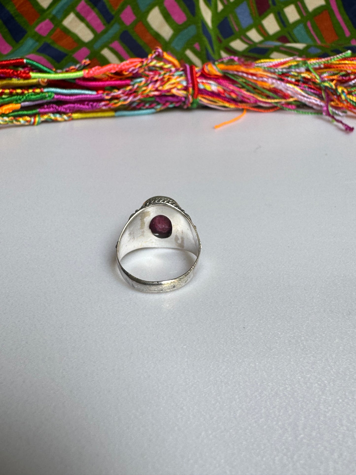 925 silver ring with ruby ​​root, size 15 - 21AM