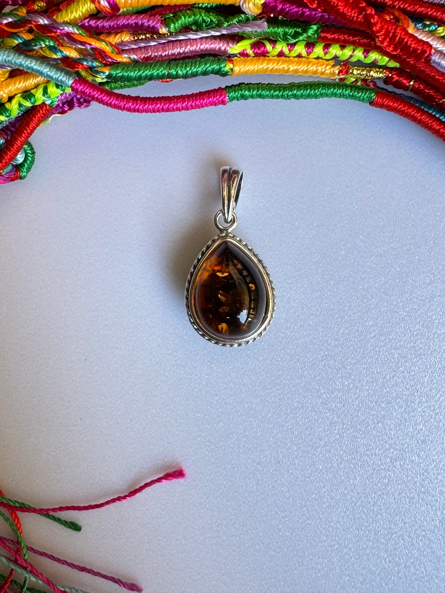 C18 amber 925 silver pendant