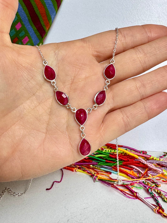 Collana argento 925 radice di rubino