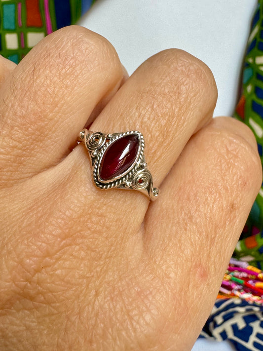 Anello argento 925 granato misura 17 - 4GR