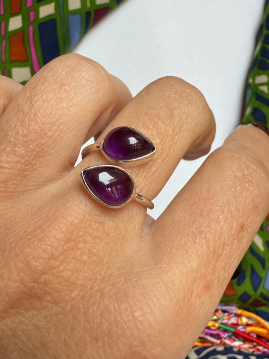 Anello argento 925 ametista regolabile  14 - 10AME