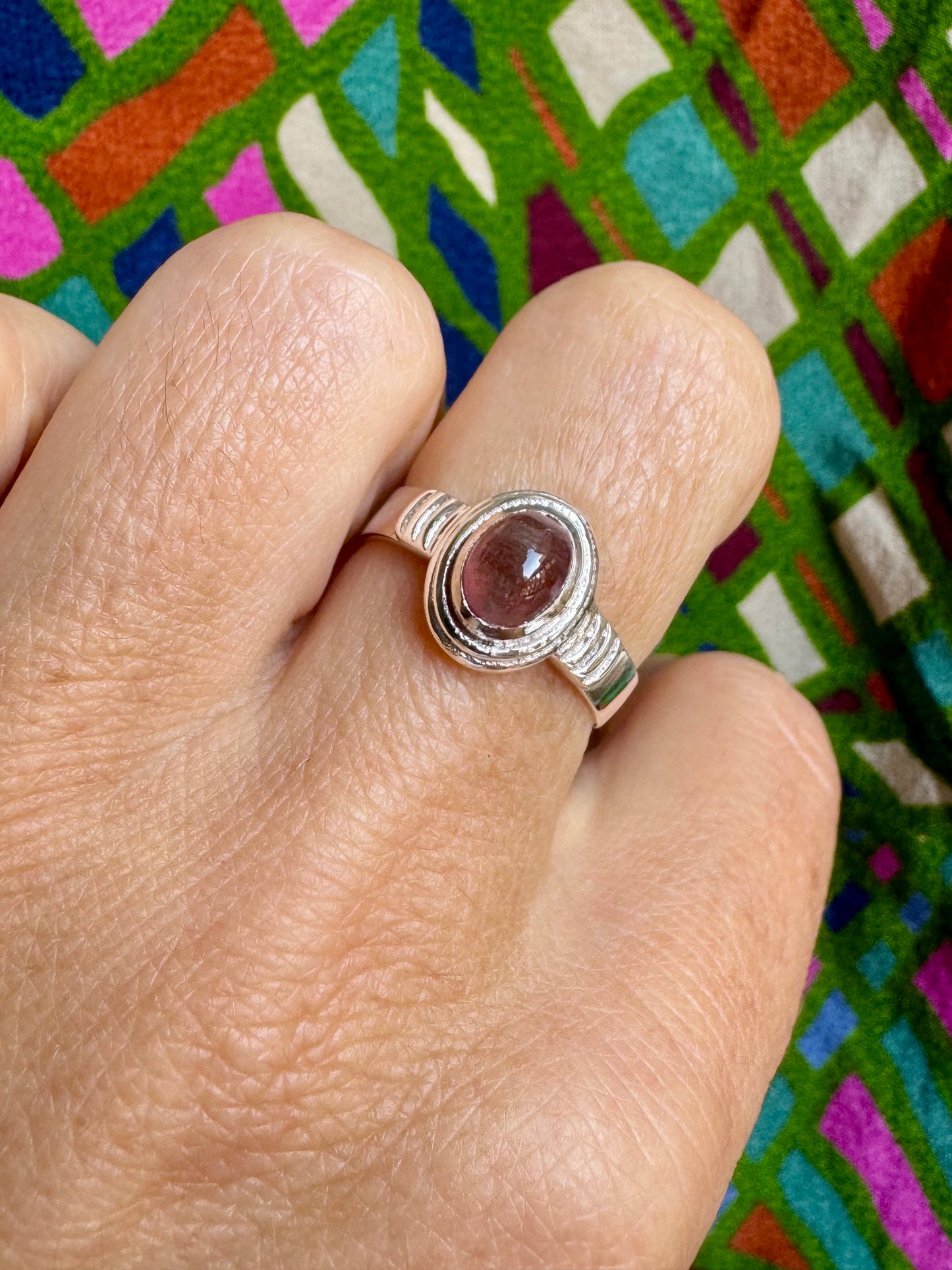 925 silver tourmaline ring size 14 - TA36