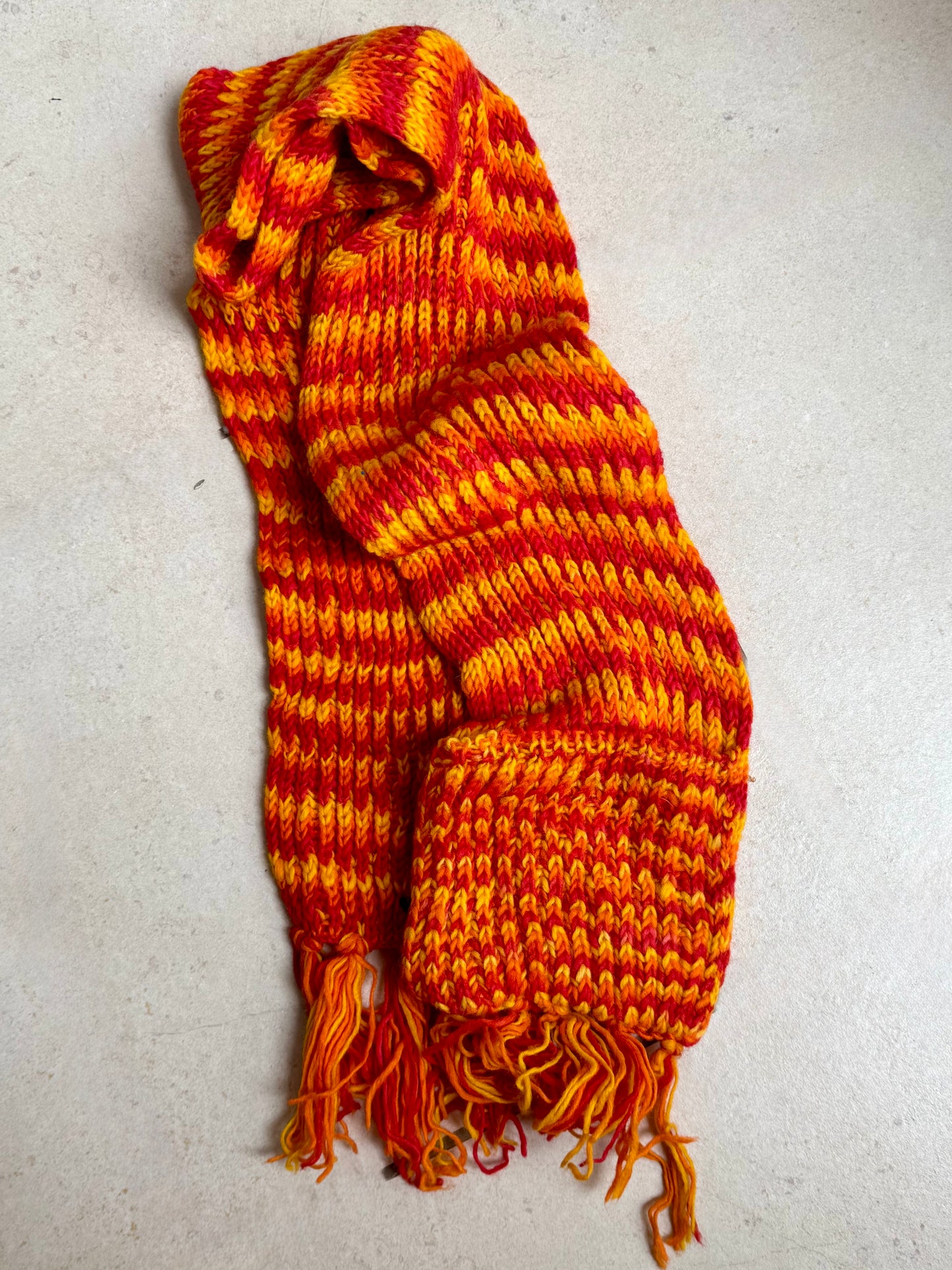 Sciarpa Nepal lana arancione tasca