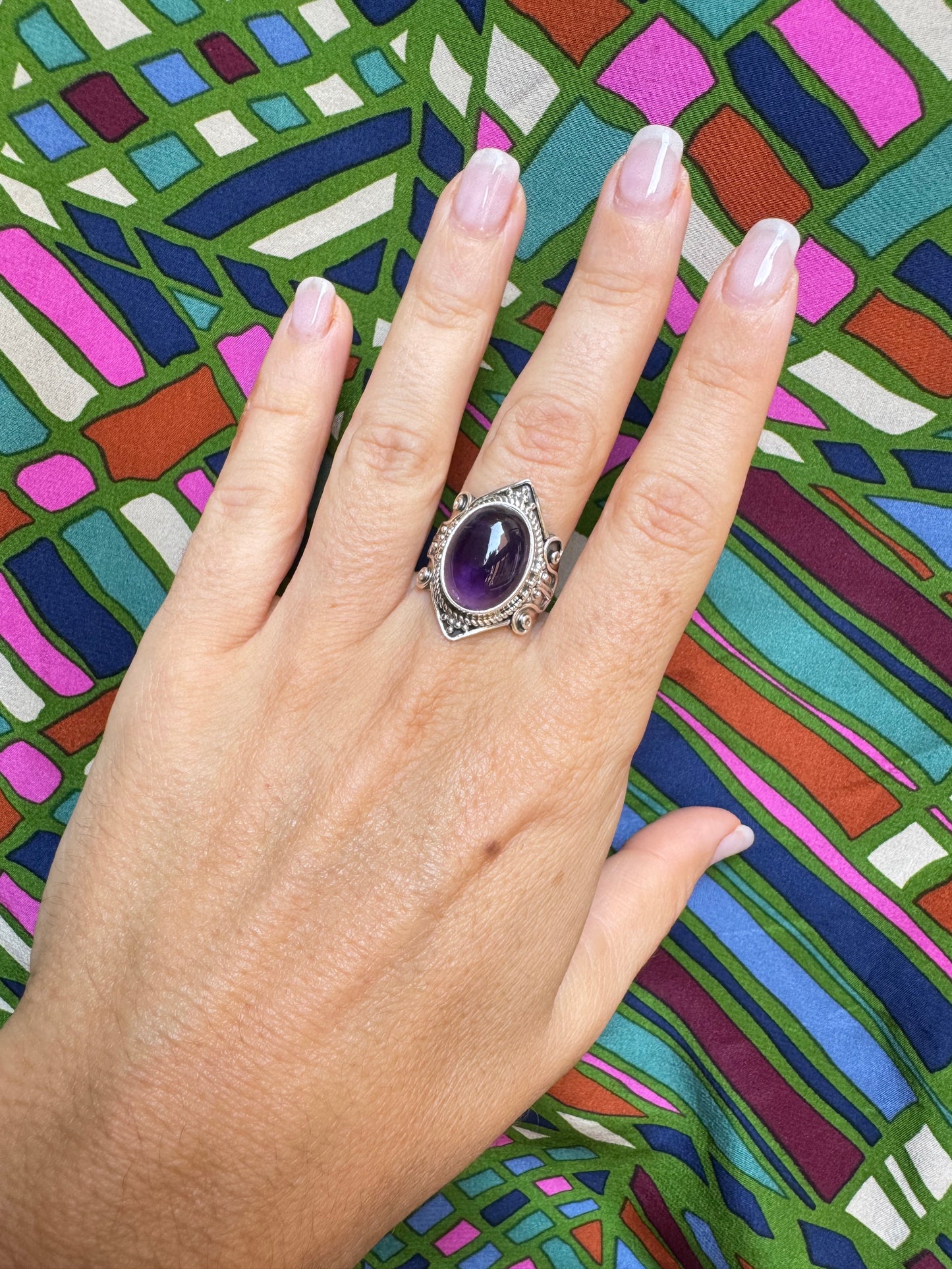 925 silver amethyst ring size 16/17 - G66