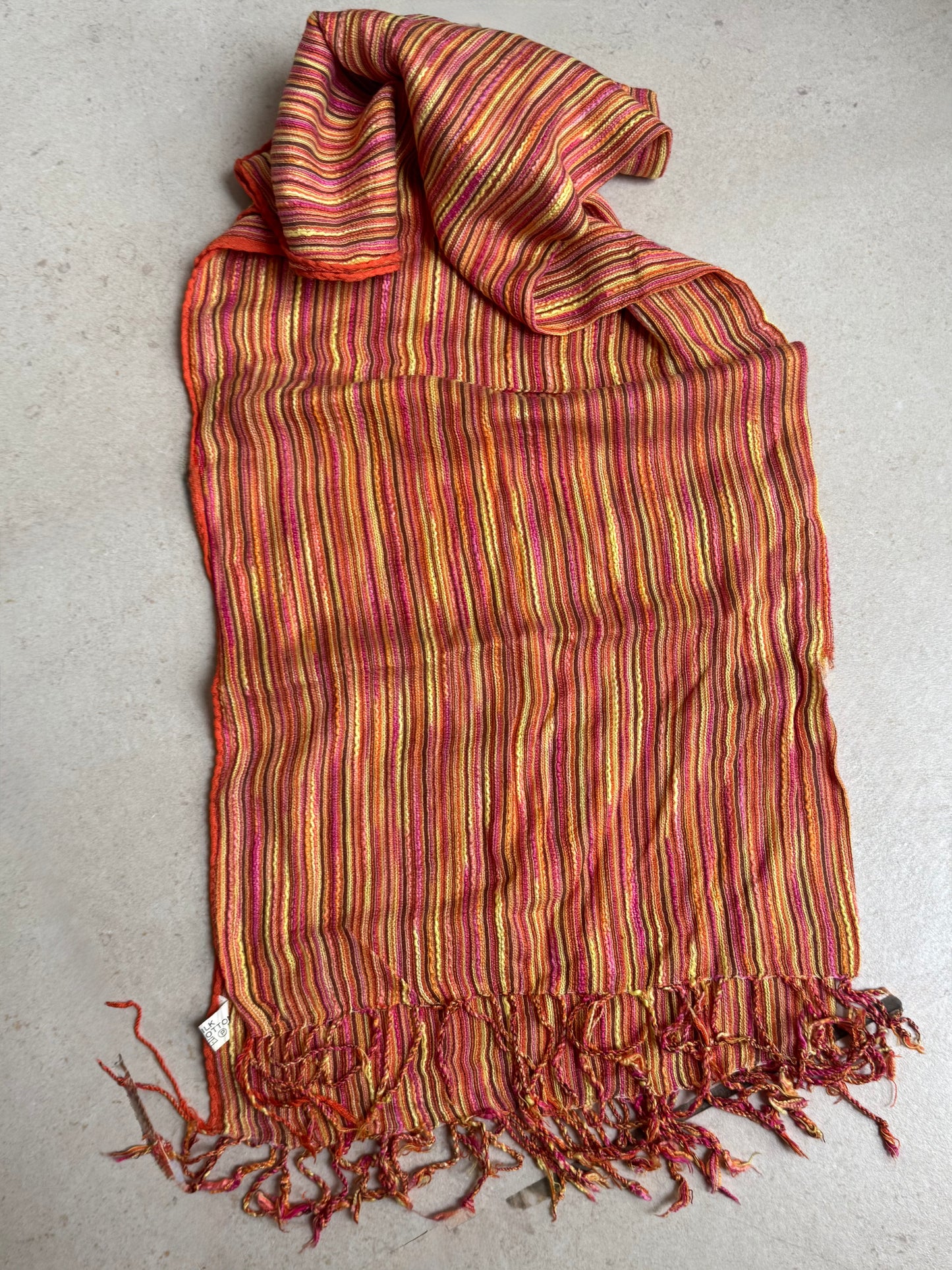 Pashmina sciarpa India multi righe arancione