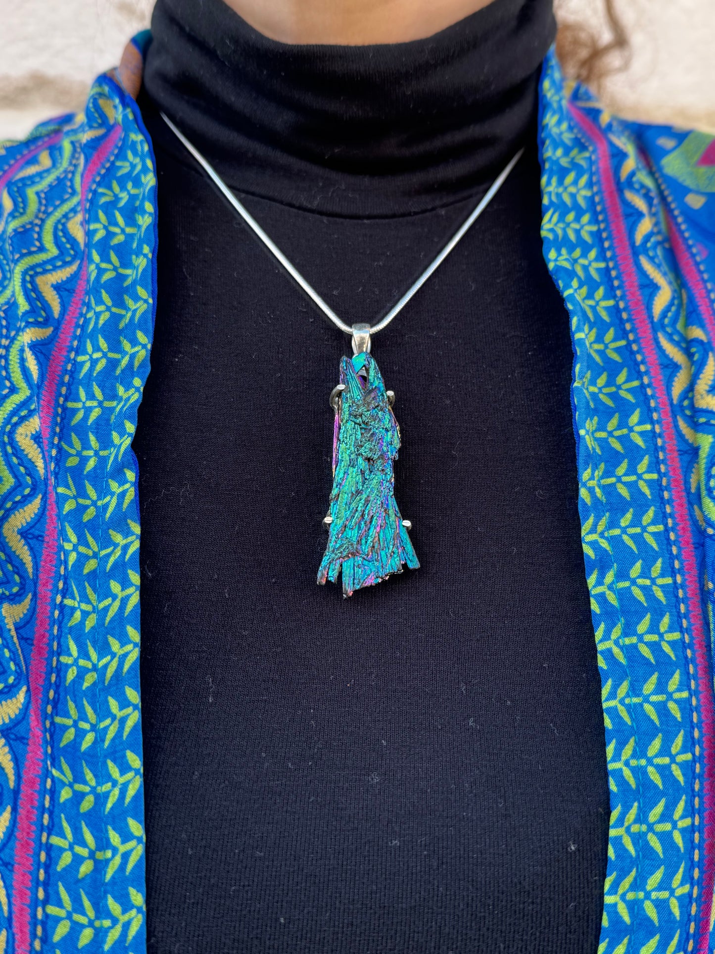 Rainbow kyanite 925 silver pendant