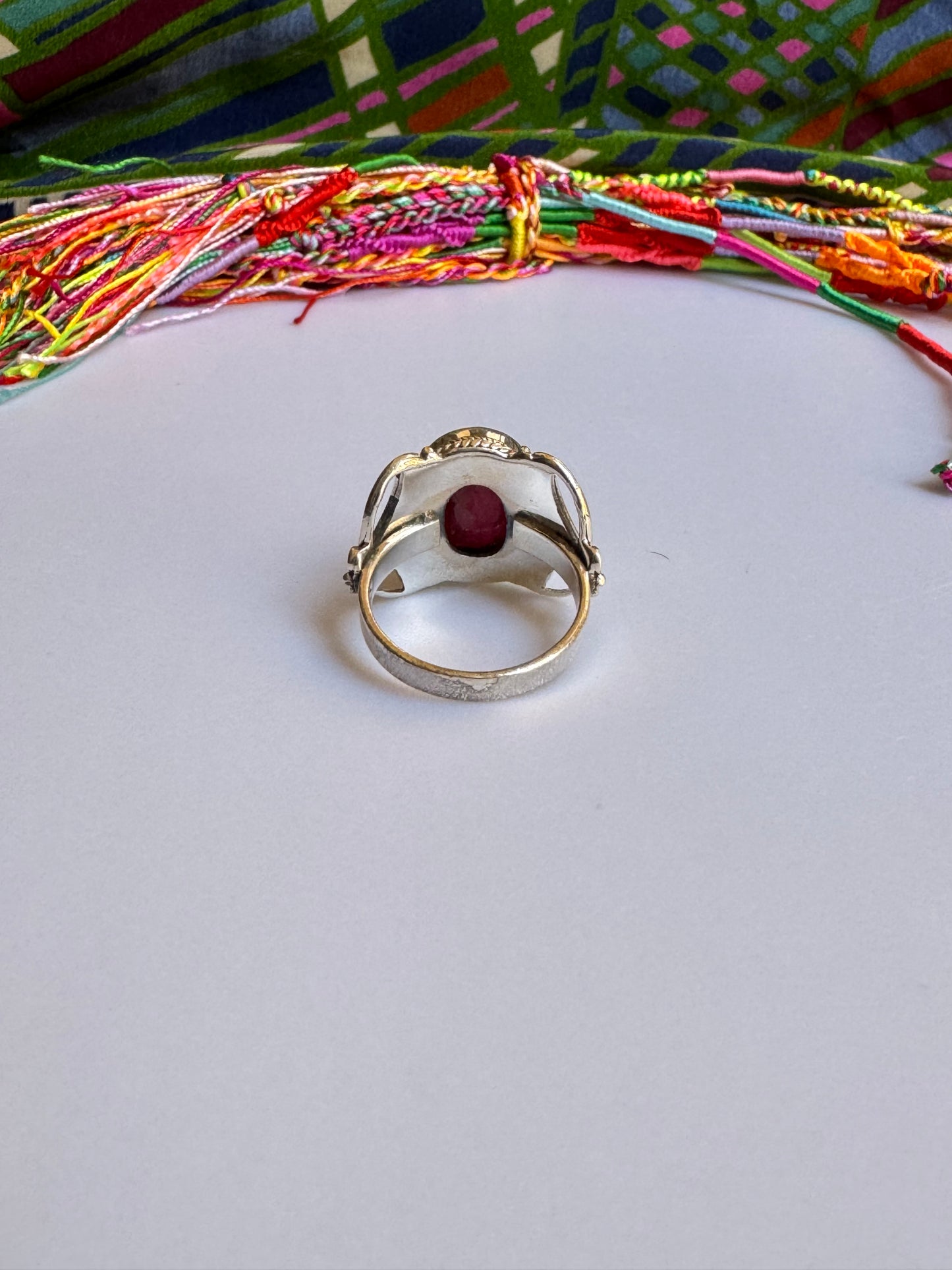 925 Silberring mit Rubinwurzel Größe 22/23 -X29