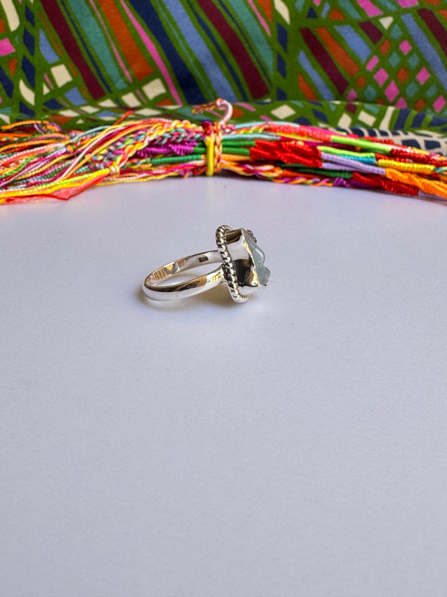 925 silver ring with white opal X17