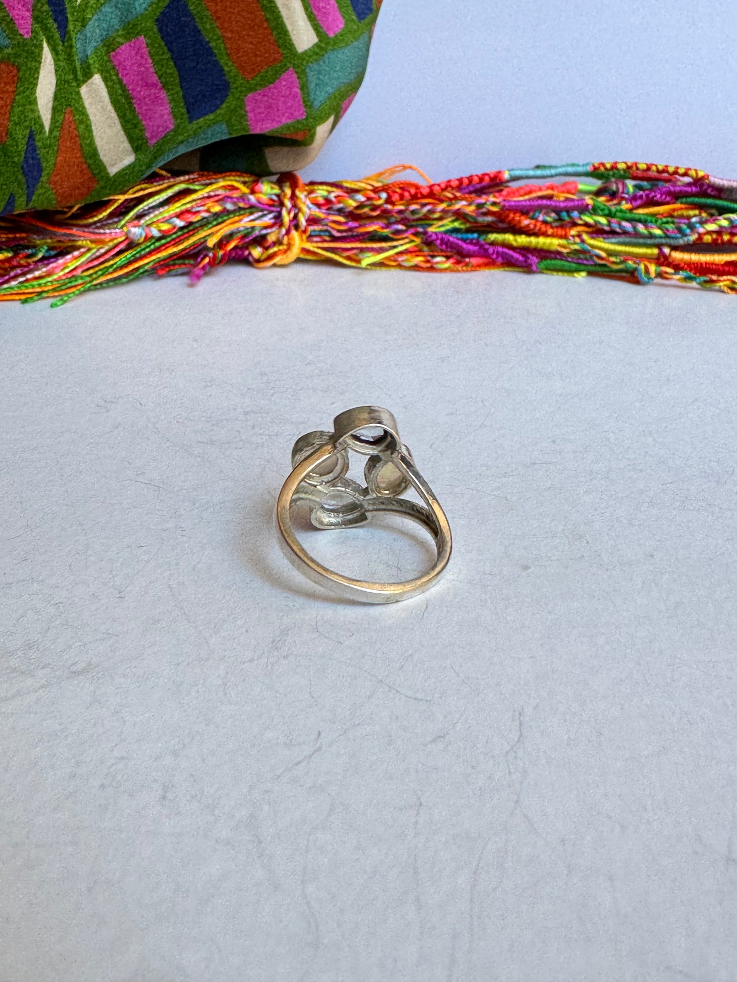 Anello argento 925 acquamarina e pietra di luna arcobaleno misura 19 - MP7