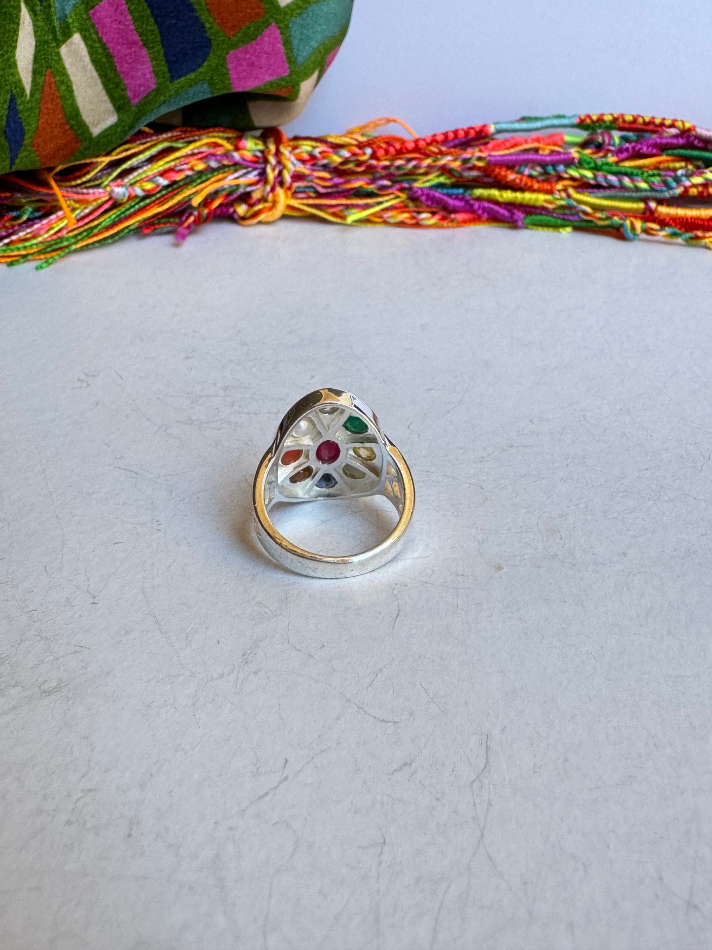 Anello argento 925 Navaratna misura 13 - 26WE