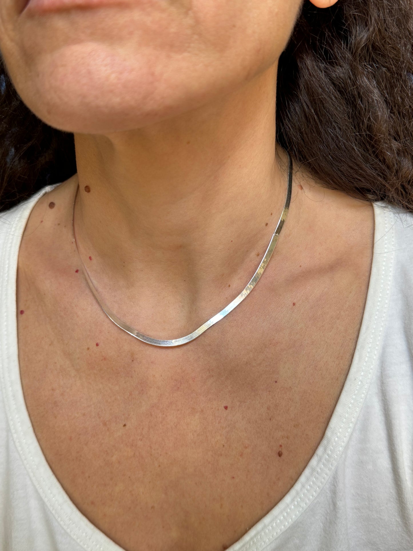 Flawed 925 silver flat snake necklace