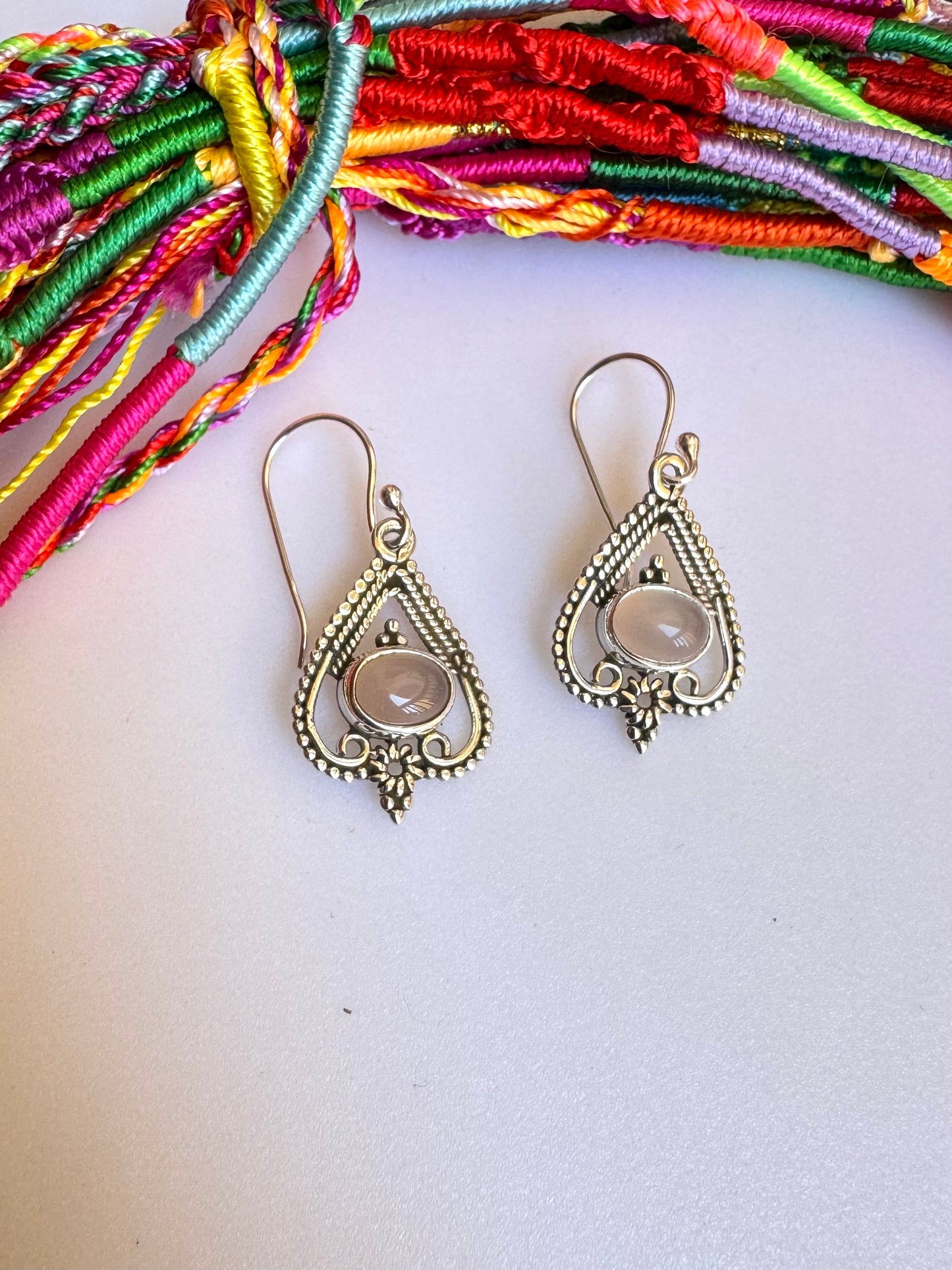 Orecchini argento925 quarzo rosa R18