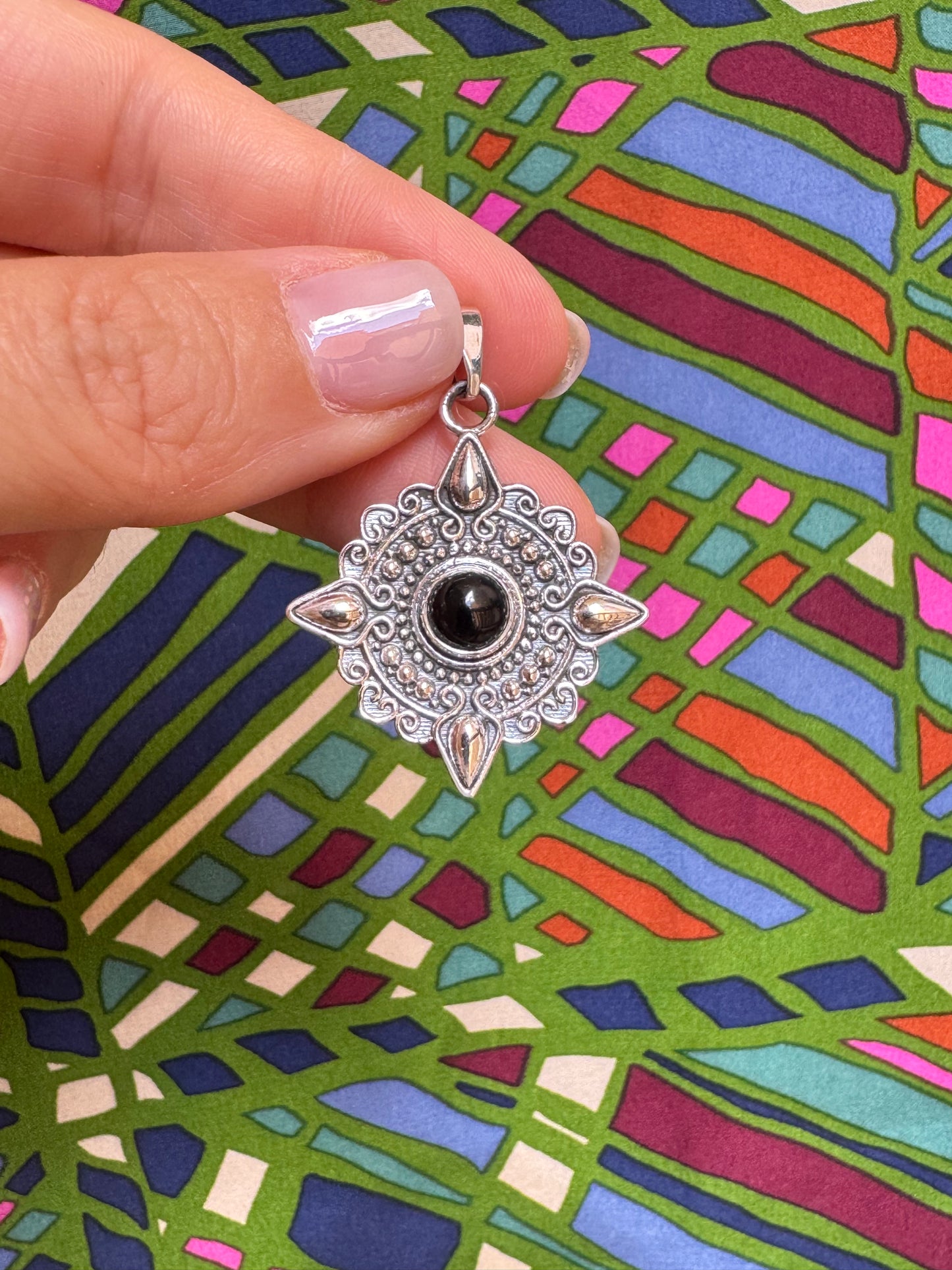 925 silver pendant with black onyx F1