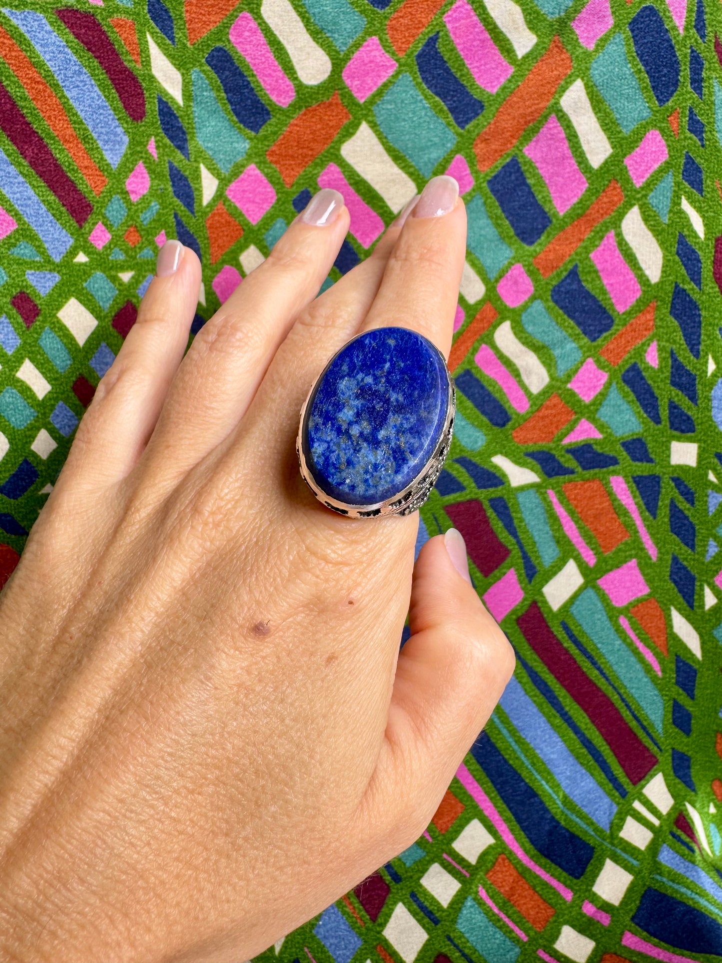Antique vintage lapis lazuli hard stone ring