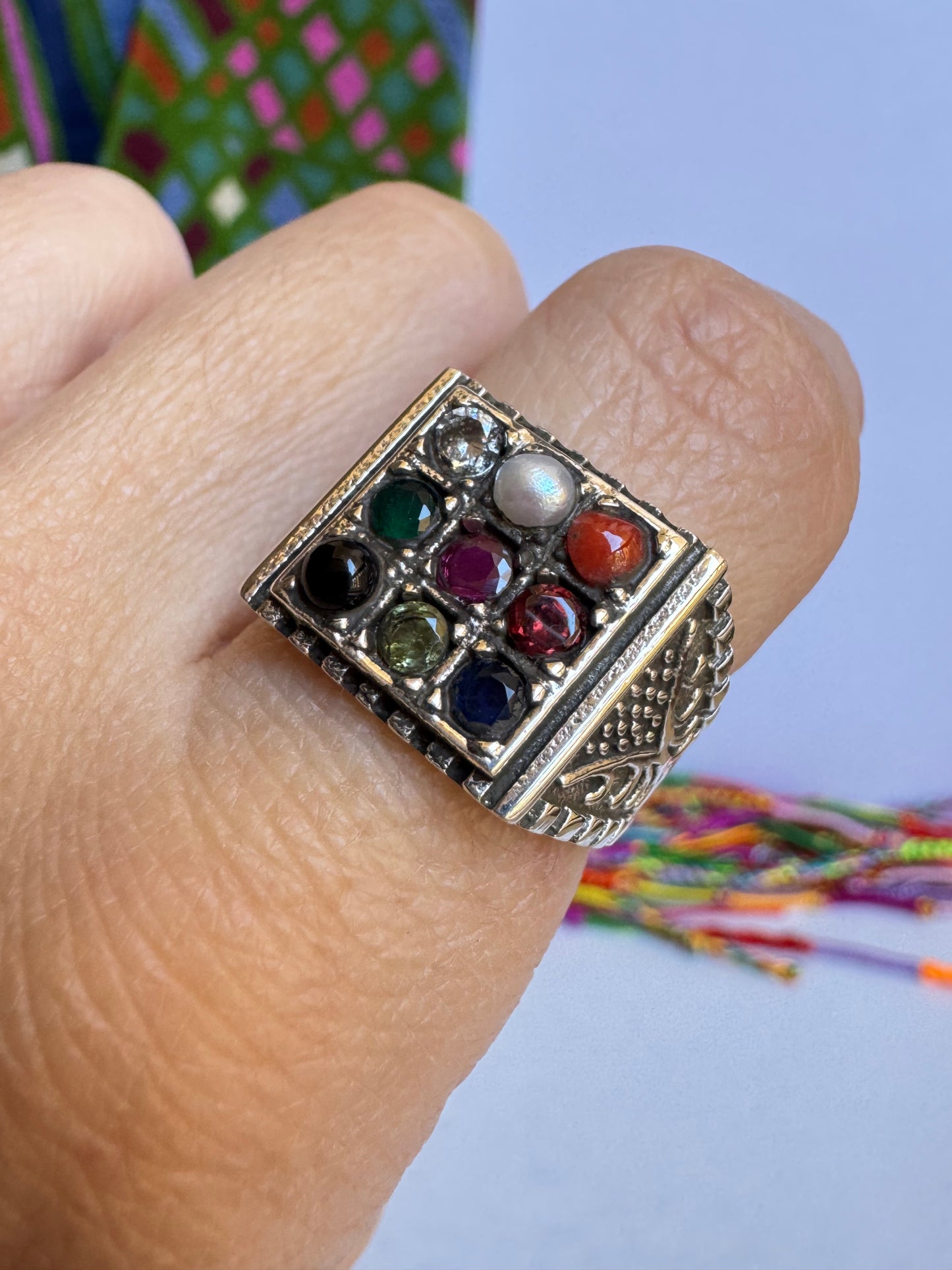 Anello argento 925 Navaratna misura 13 - MP9