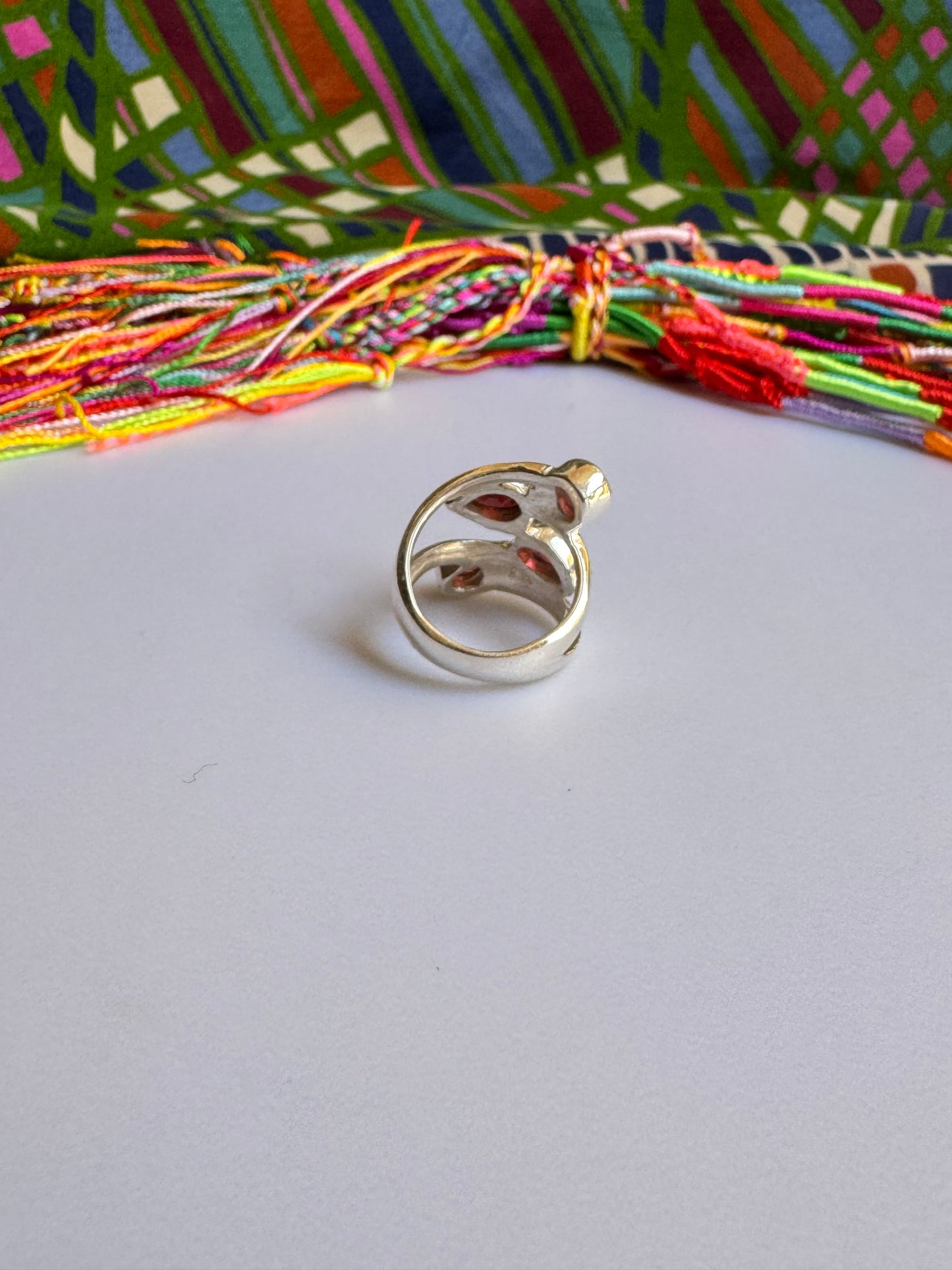 925 Silber Granatring Größe 10/11 X33