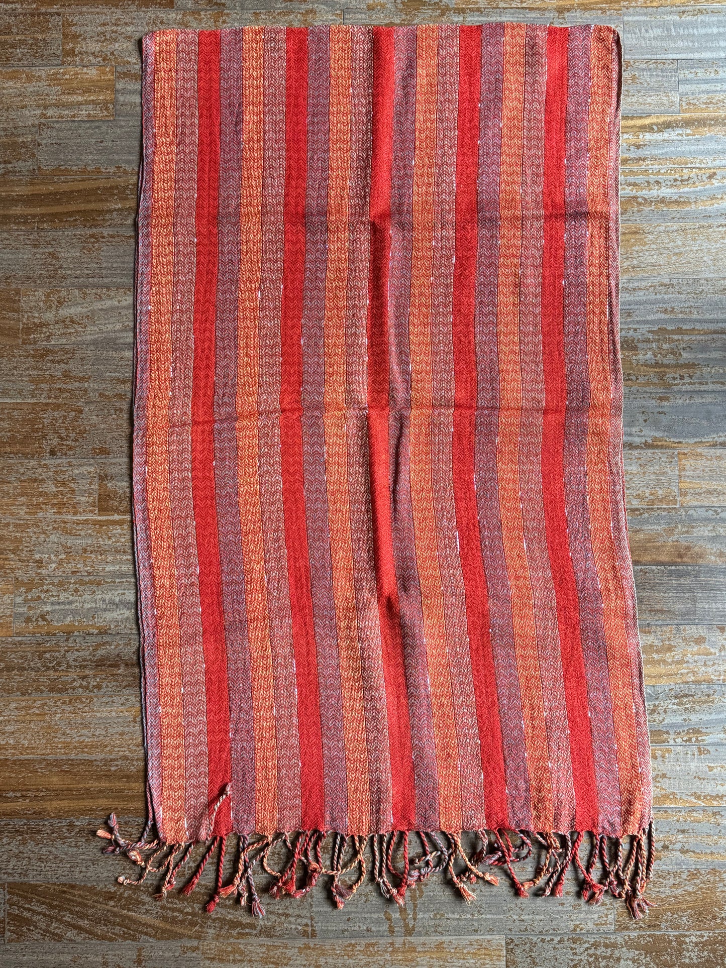 Pashmina scarf stole India orange and light blue
