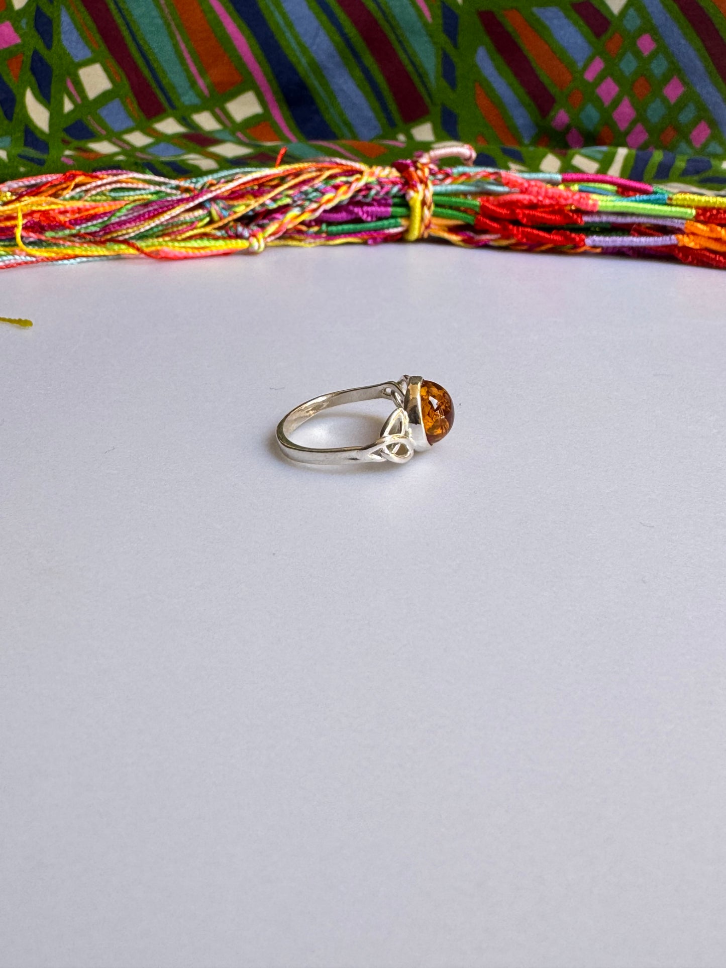 925 silver amber ring size 12 26A