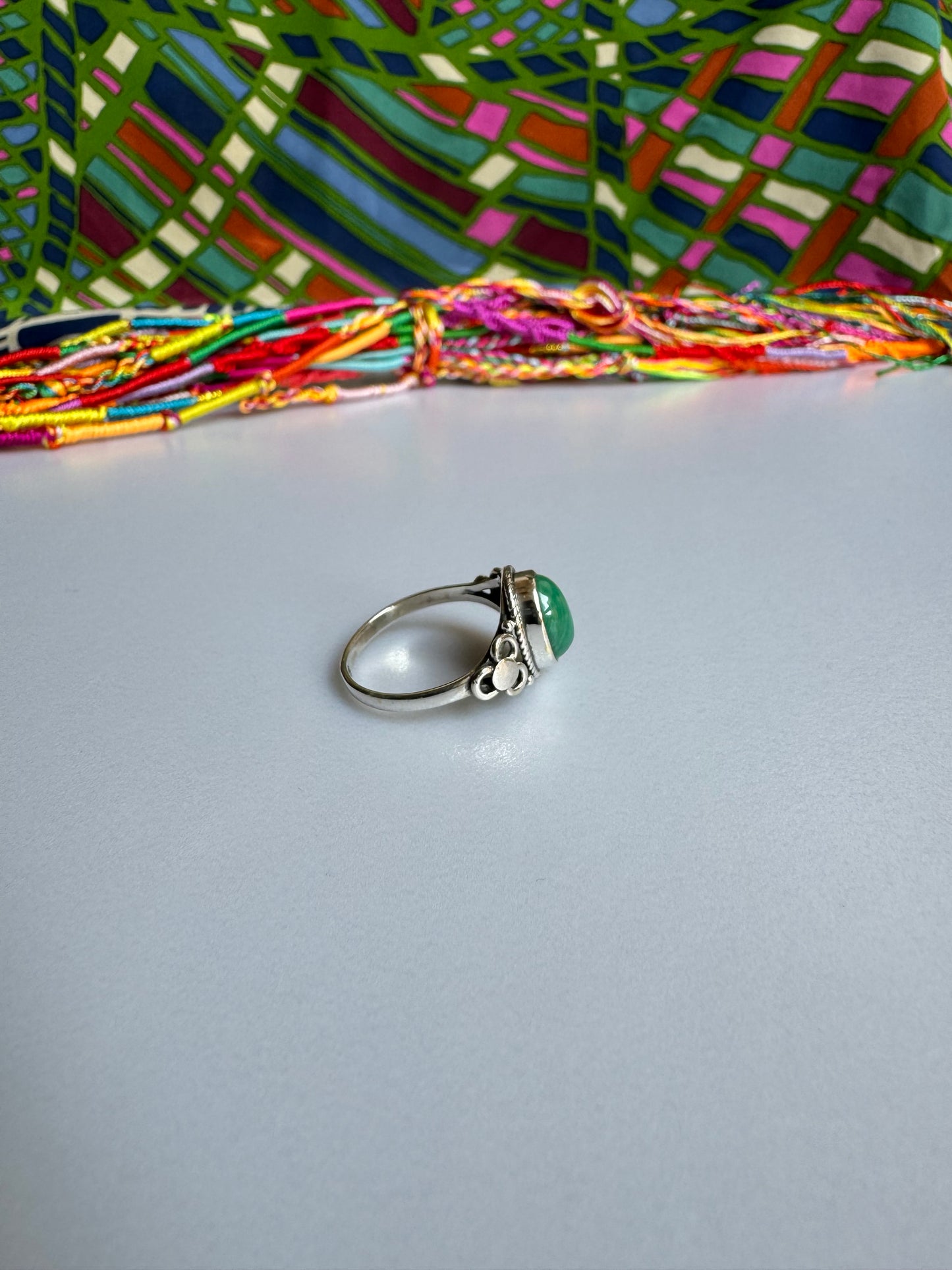 Ring aus 925er Malachitsilber, Größe 17 – Z27