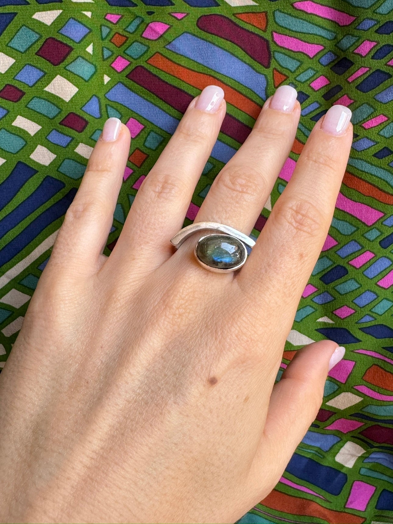 Labradorite silver boho ring