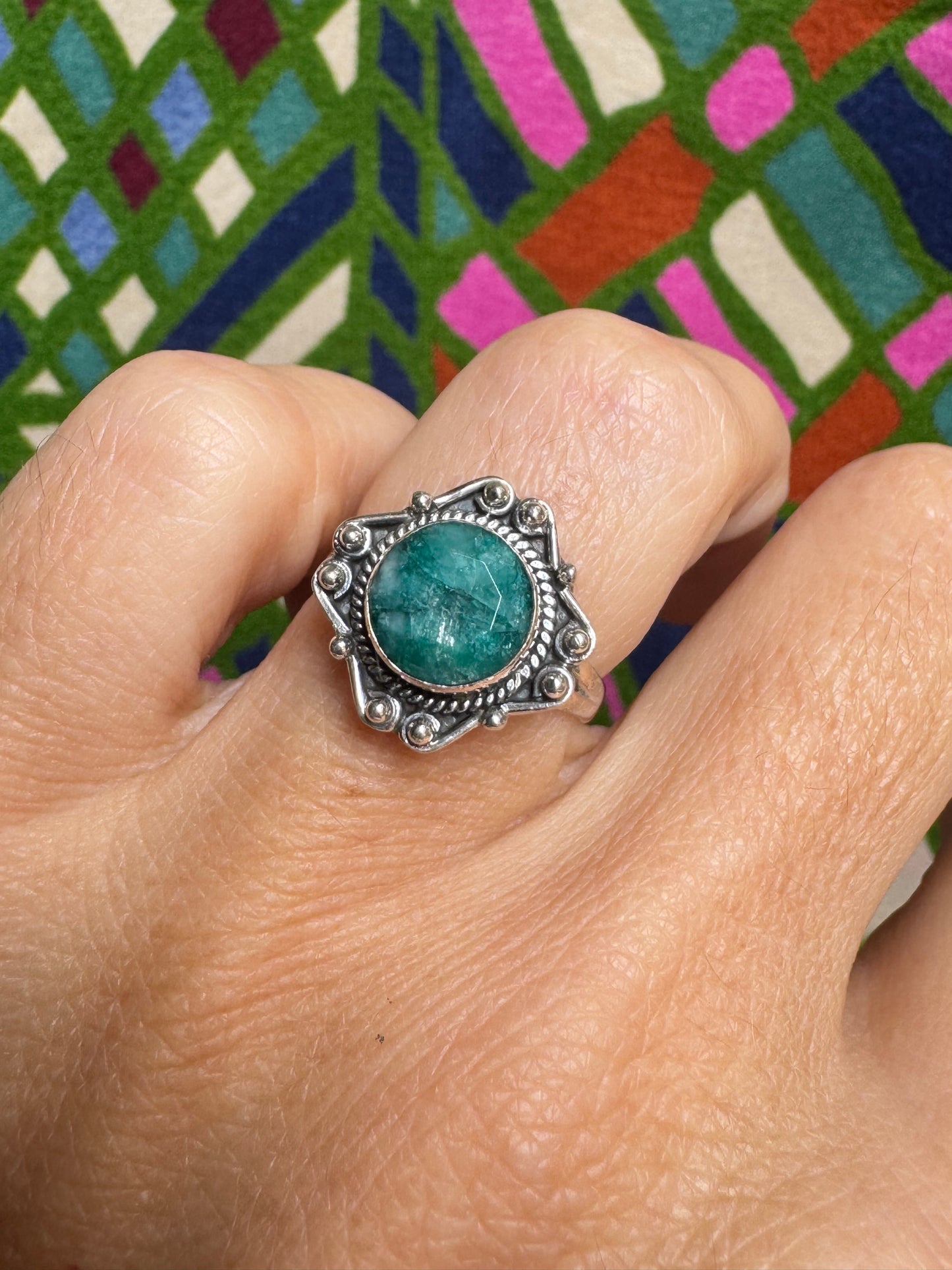 925 silver ring with emerald root, size 17 - 8RS