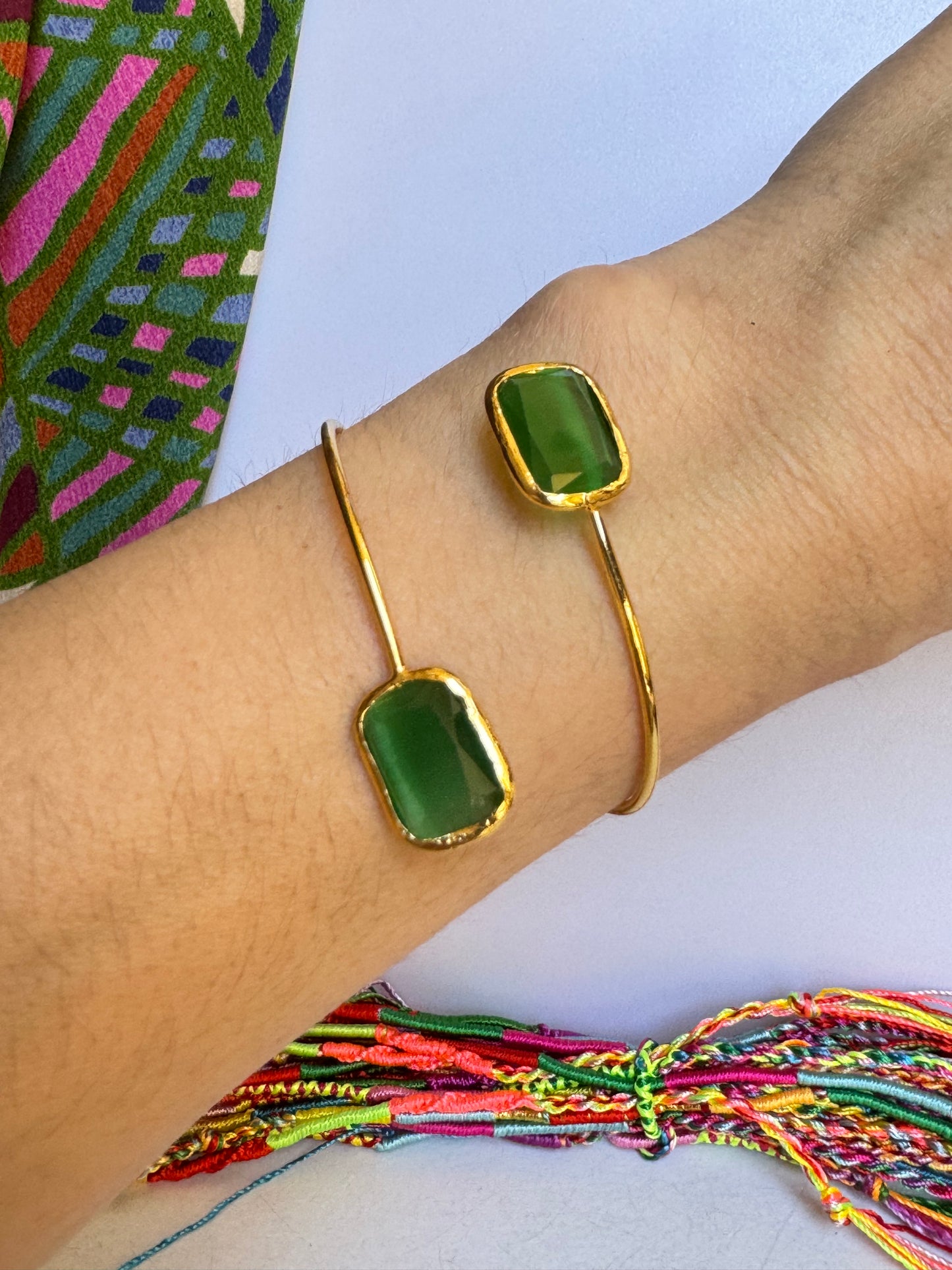 Bracciale pietra rettangolare verde