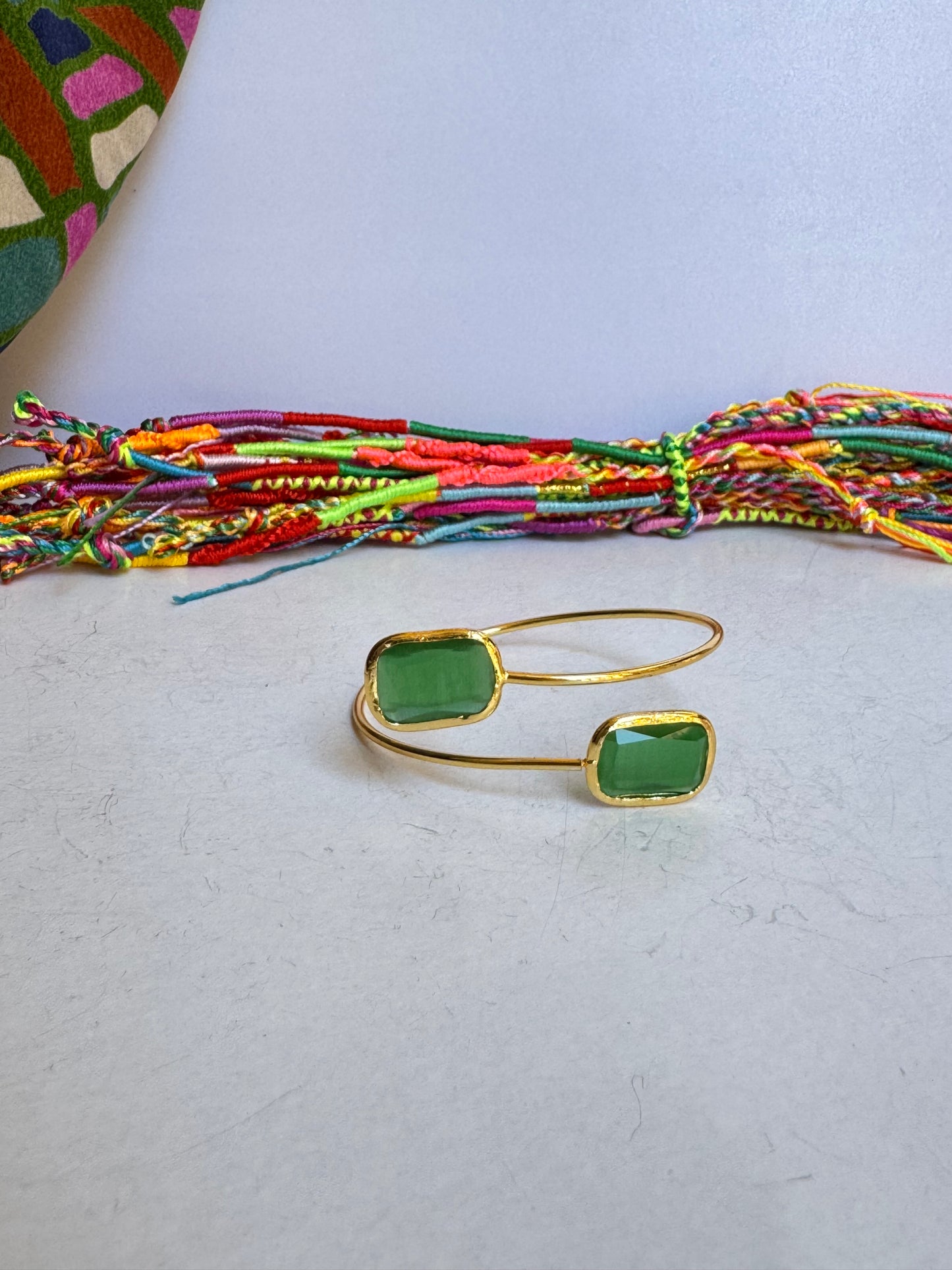 Bracciale pietra rettangolare verde