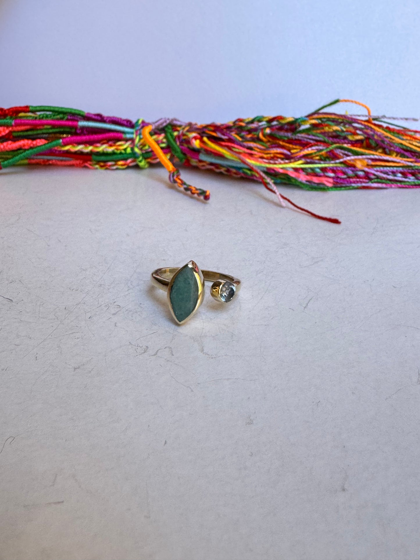 Anello boho dorato amazzonite