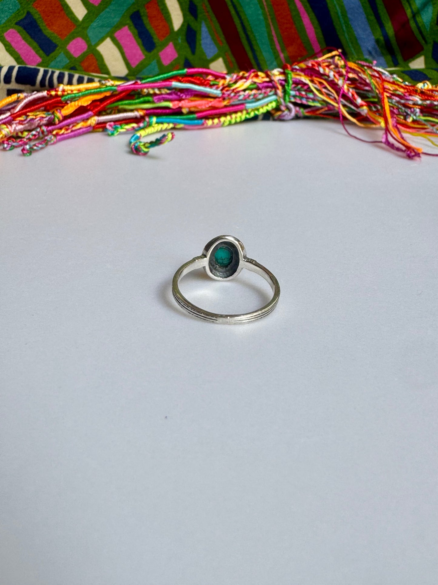 925 silver ring with turquoise, howlite, and turquenite, size 17 - G24