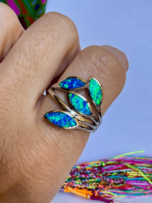 Anello argento 925 opale blu misura 19 - 3OP
