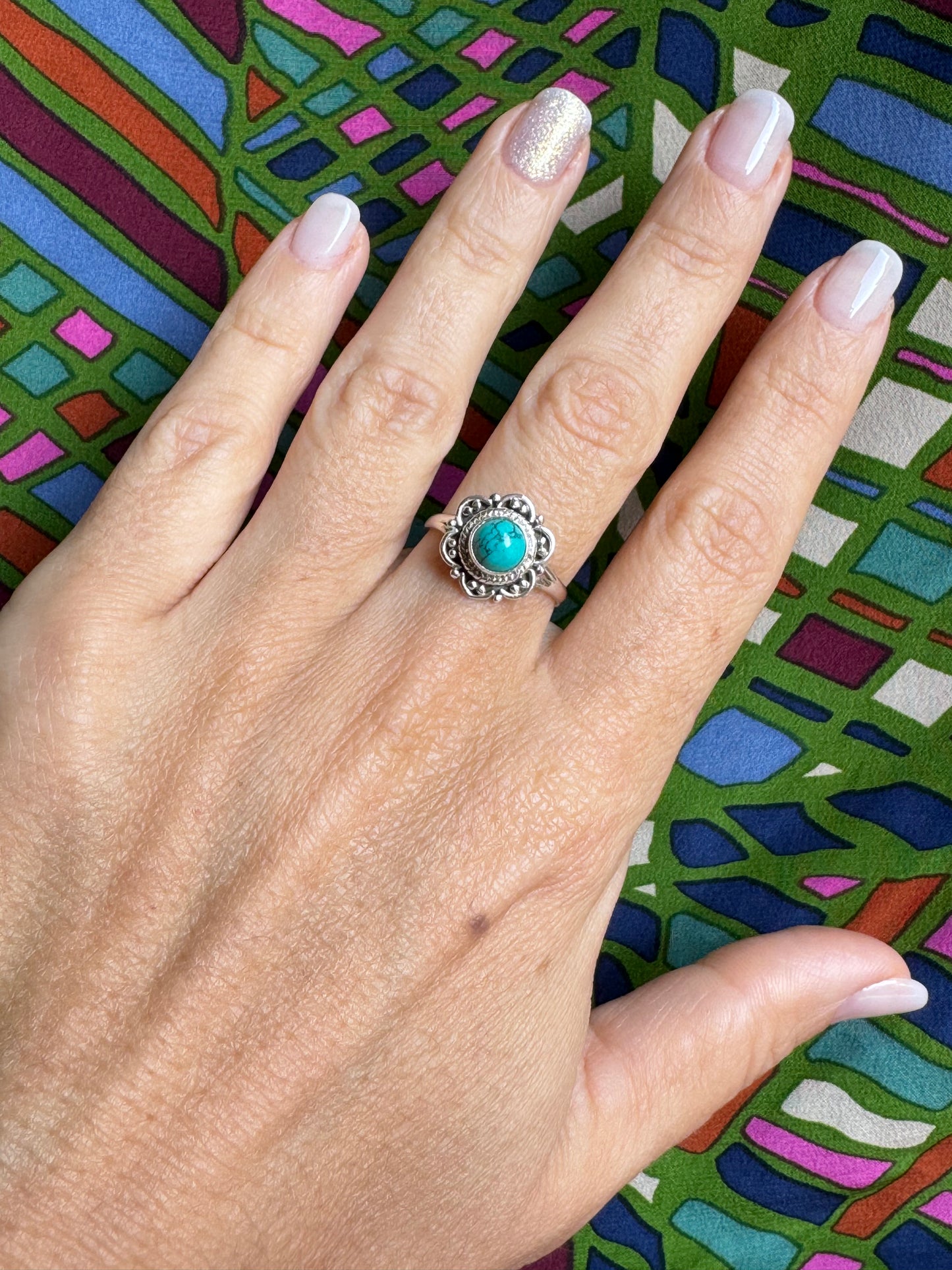 Ring silver925 turquenite howlite turquoise Z9