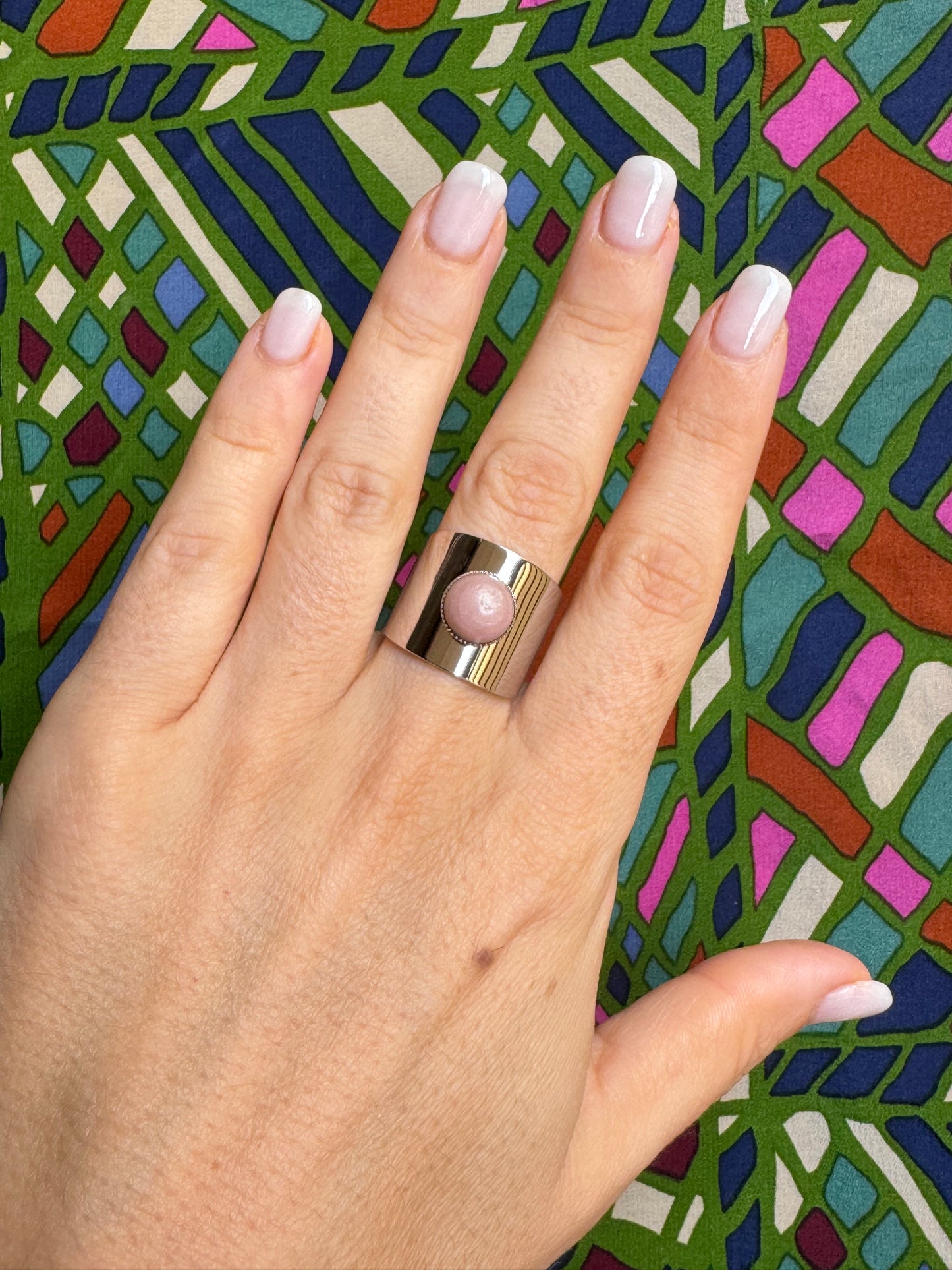 Antique pink steel ring