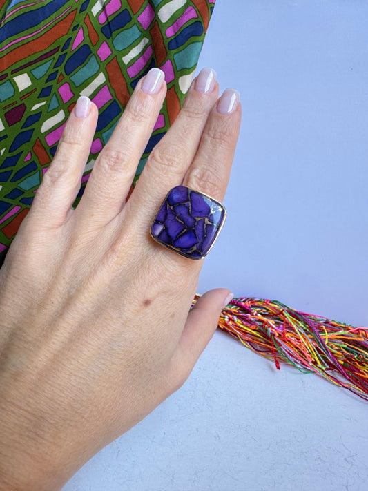 Anello argento 925 copper turquoise turchese misura 20/21 - 4LO