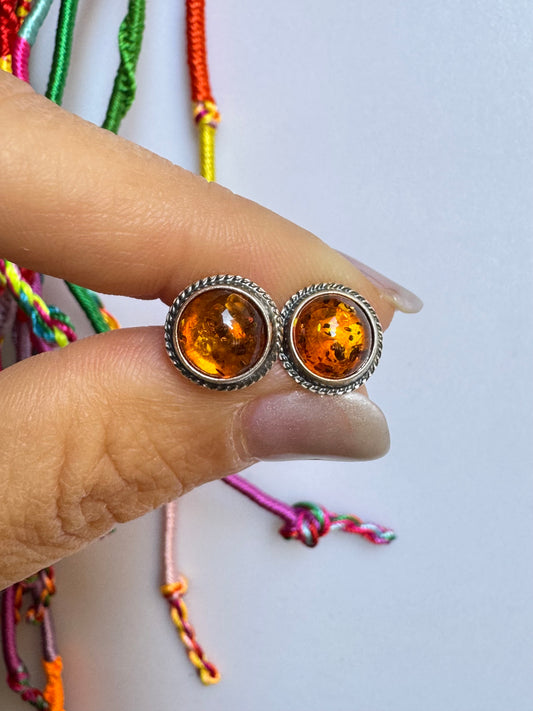 925 silver amber stud earrings 34AM