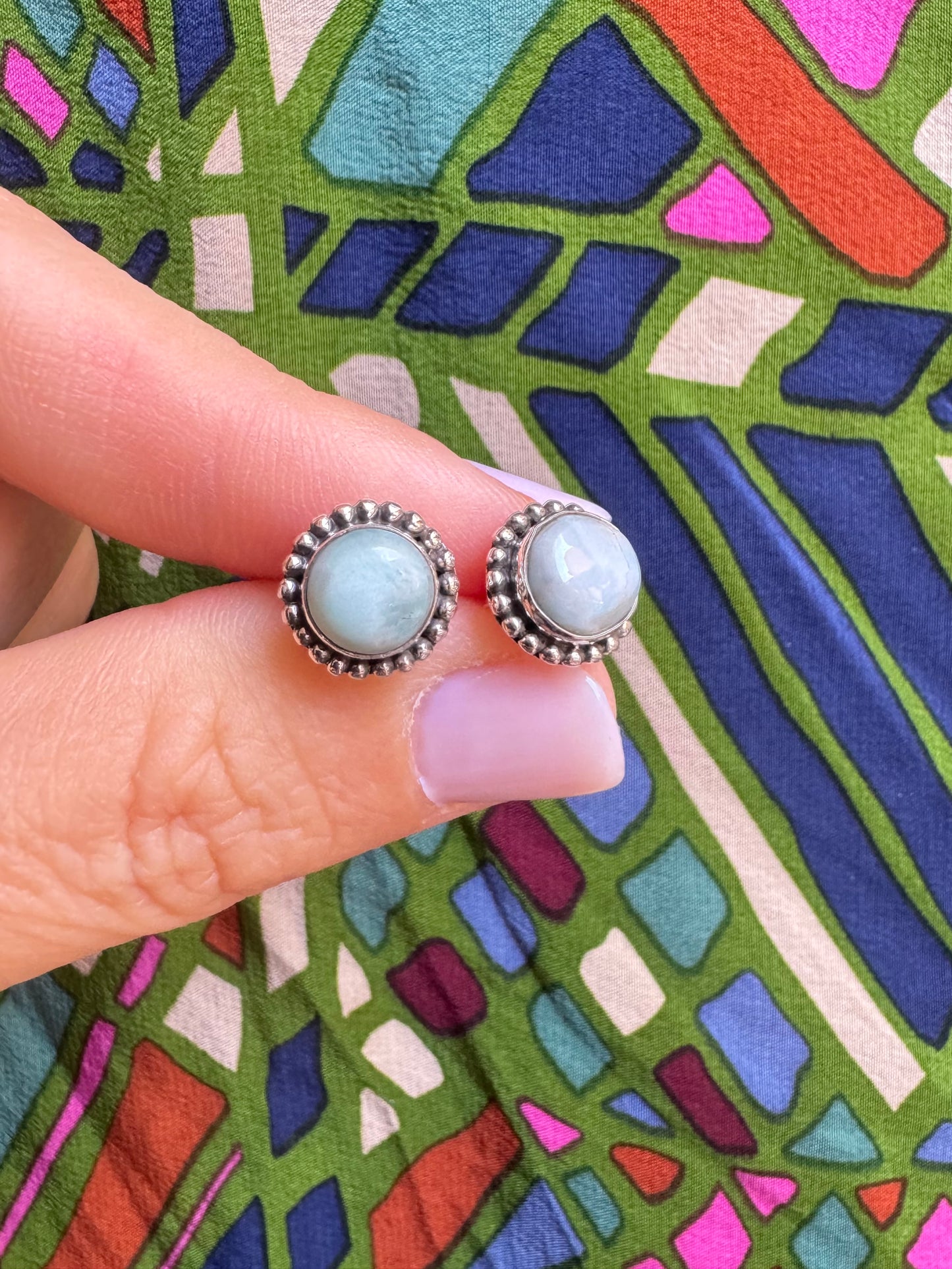 925 Silber Larimar Ohrstecker