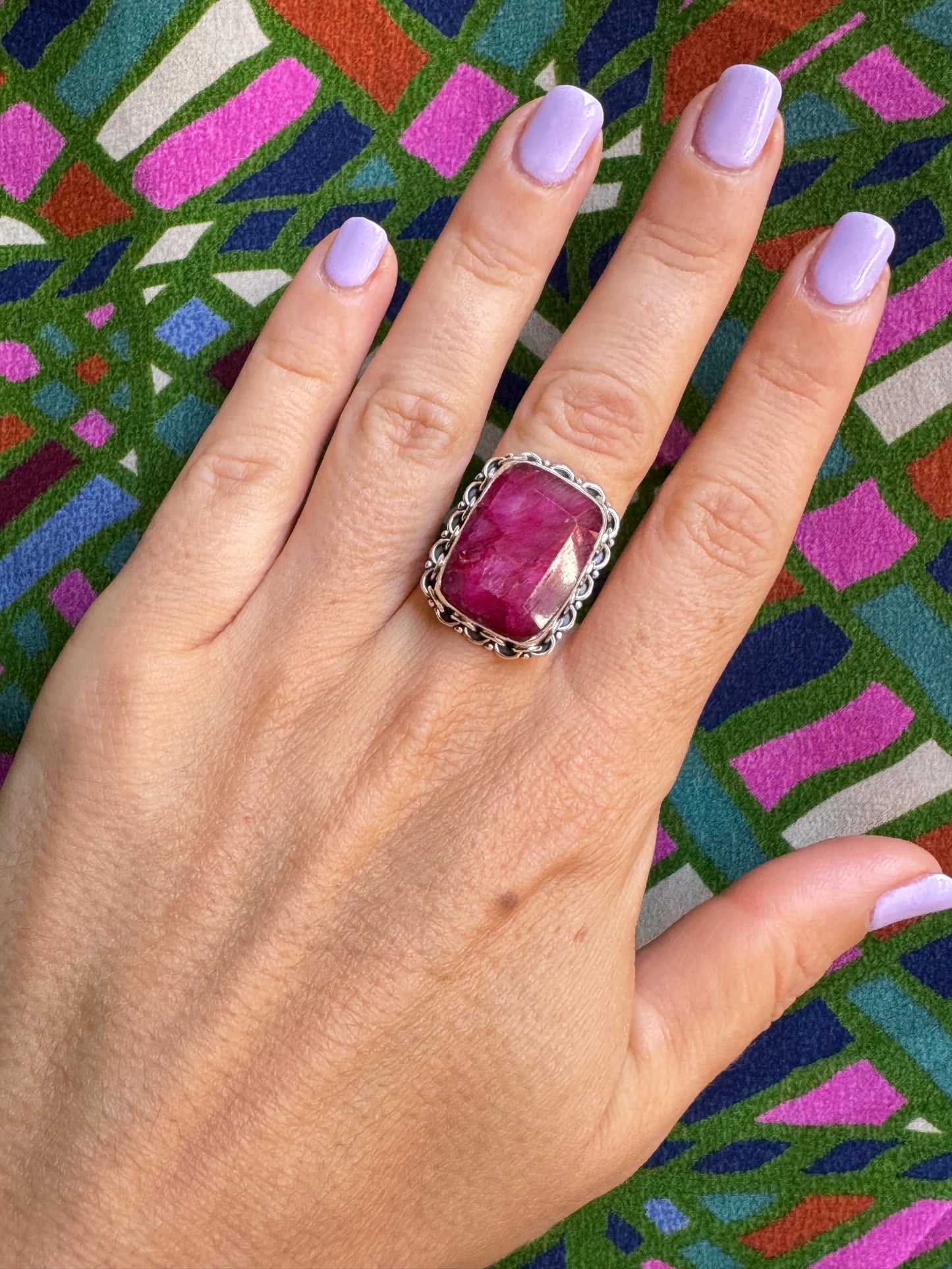 925 Silberring mit Rubinwurzel Größe 15 -X21