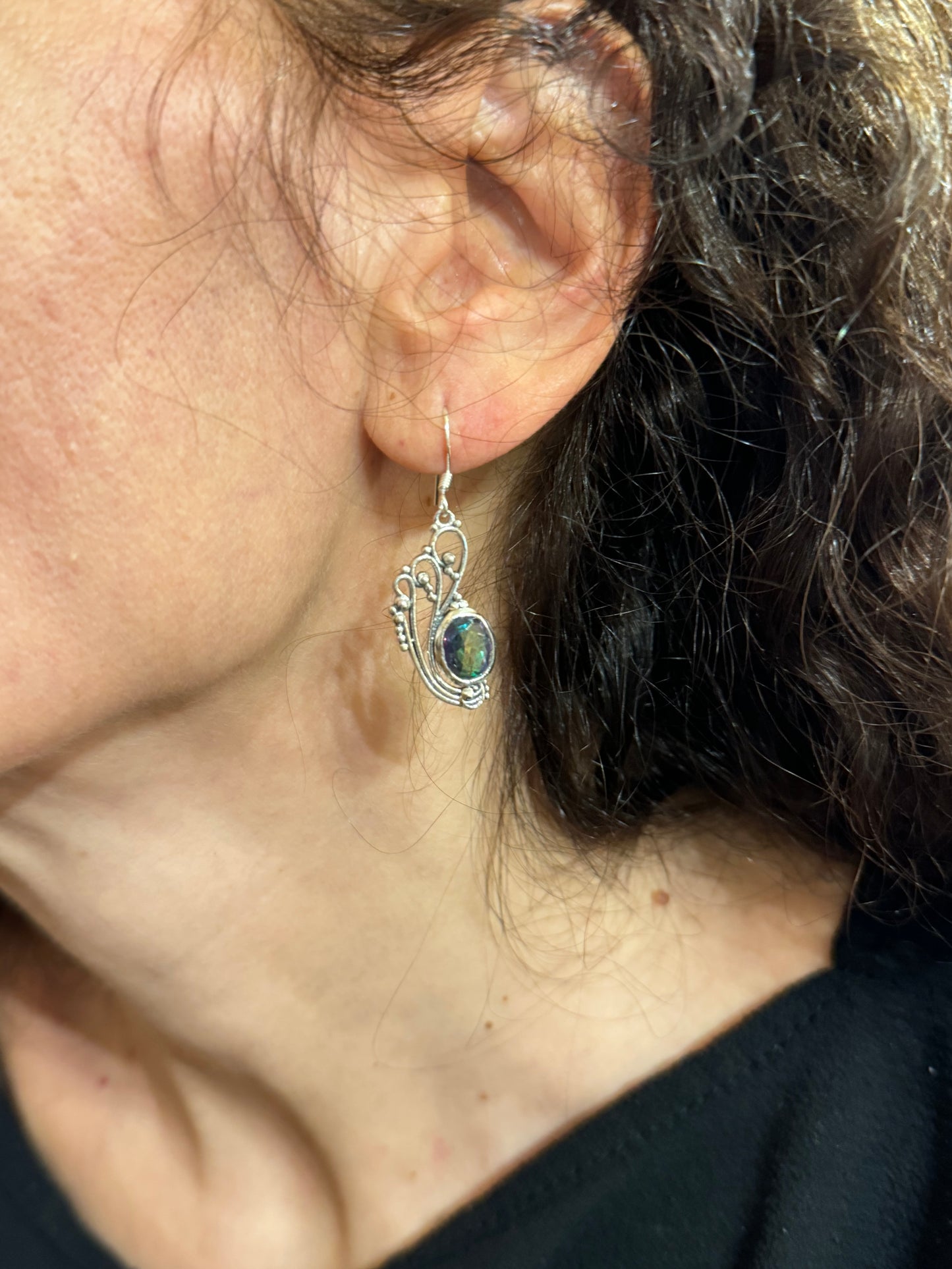 925 mystic stone silver earrings