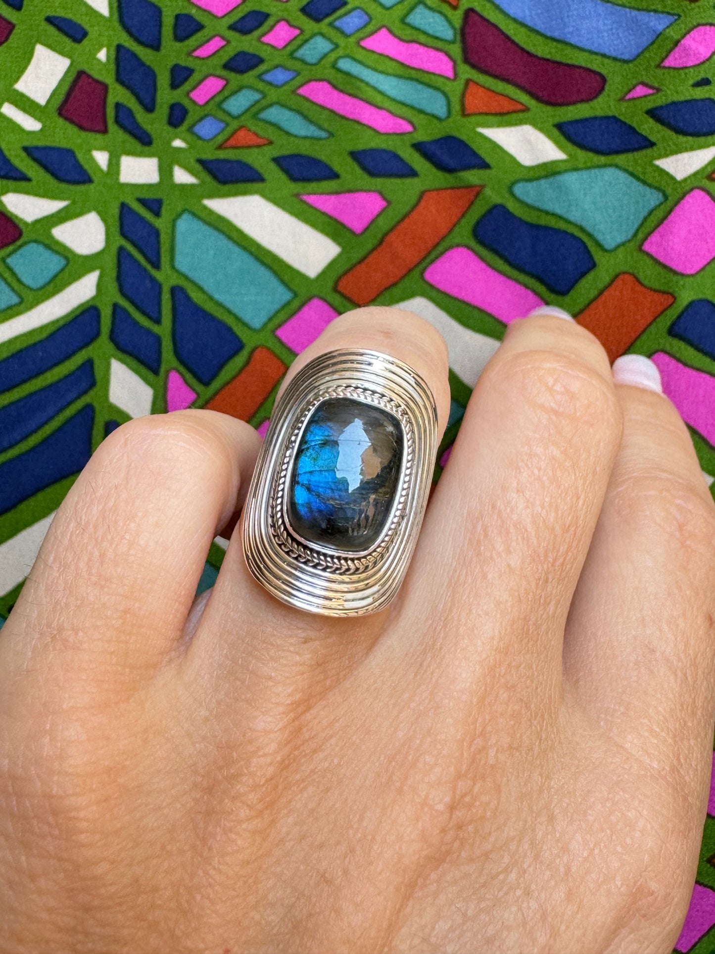 Labradorite Silver Ring T69