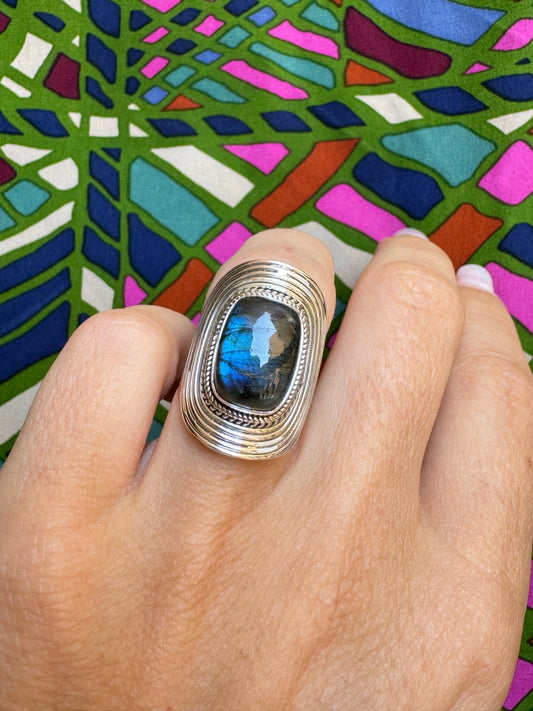 Labradorite Silver Ring T69