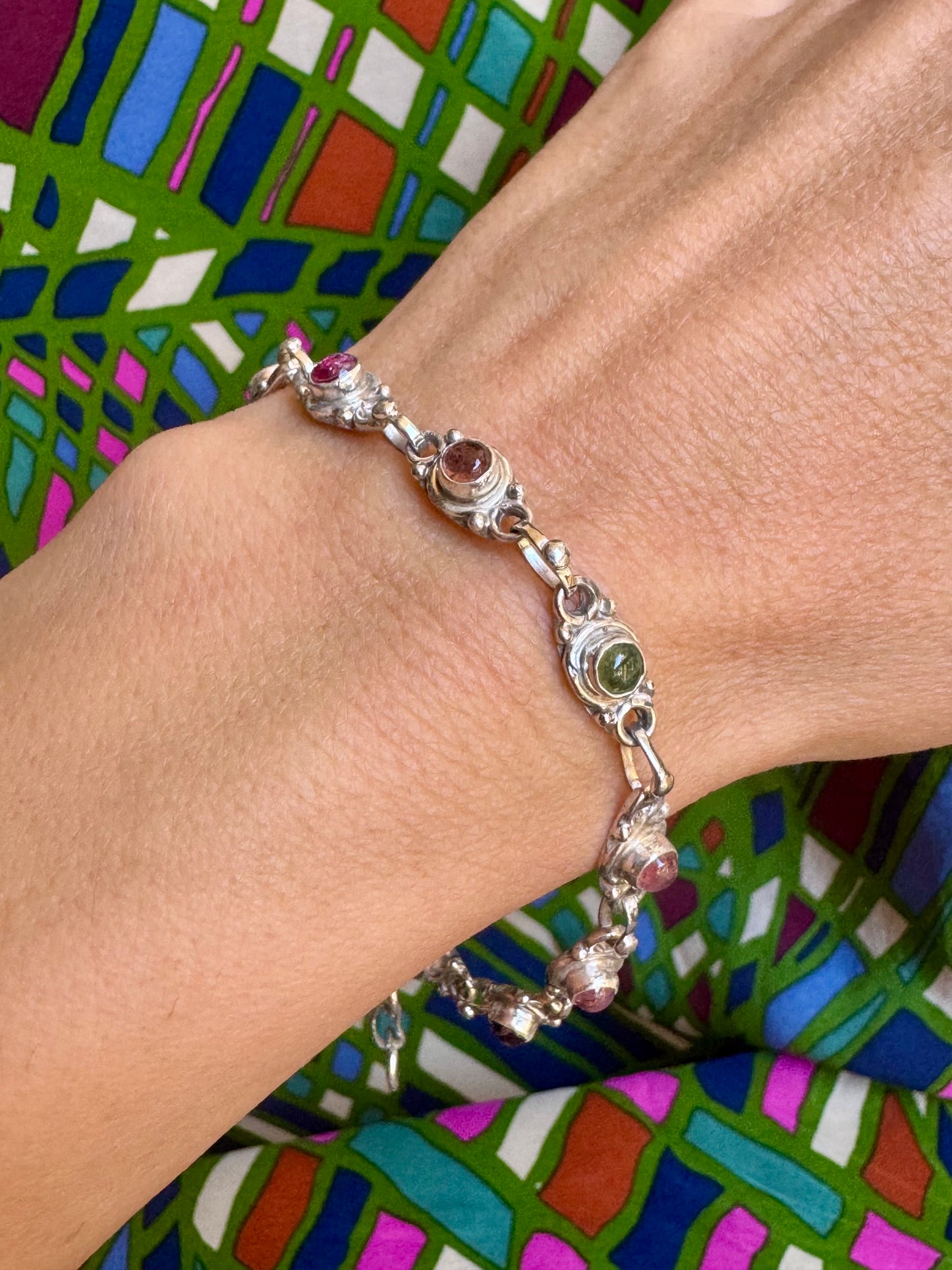 925 Silber Turmalin Armband B59