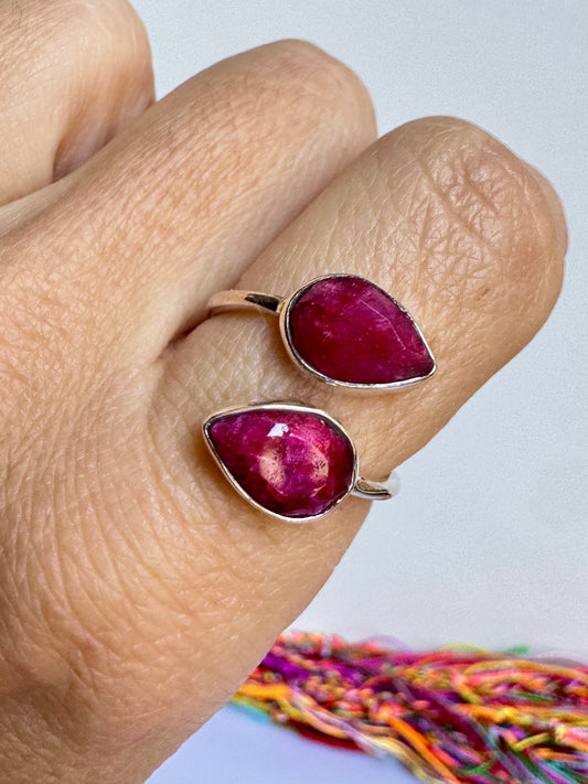 Anello argento 925 radice di rubino regolabile da misura 17 M6