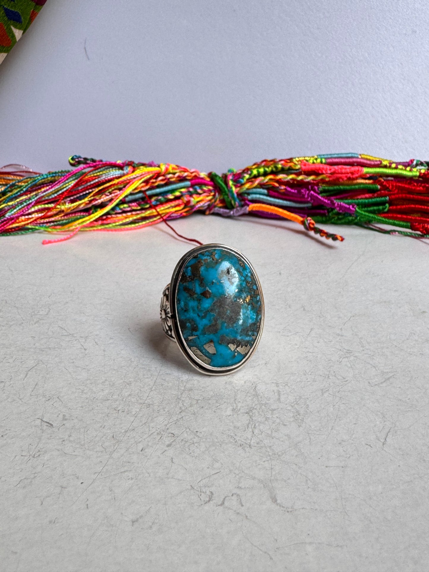 Anello argento 925 copper turquoise turchese misura 31 7V