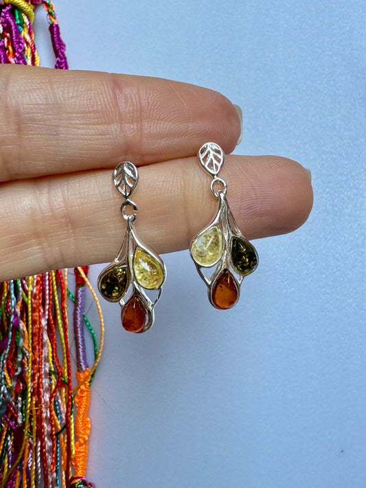 15 Uhr Bernsteinohrringe aus 925er Silber