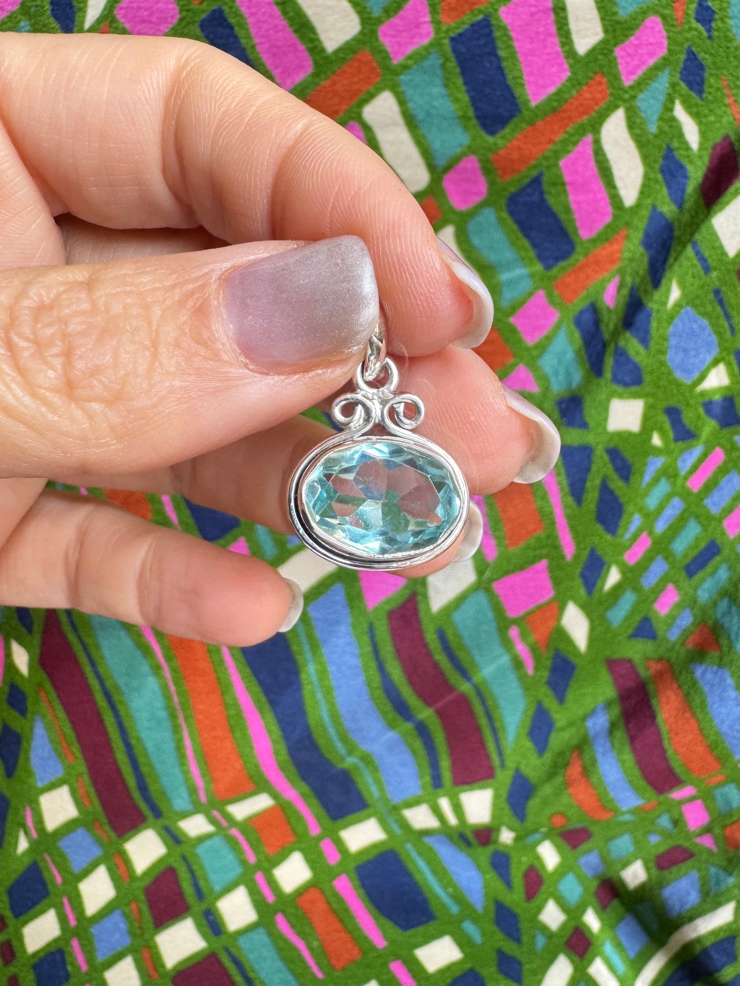 925 silver aquamarine pendant 19L