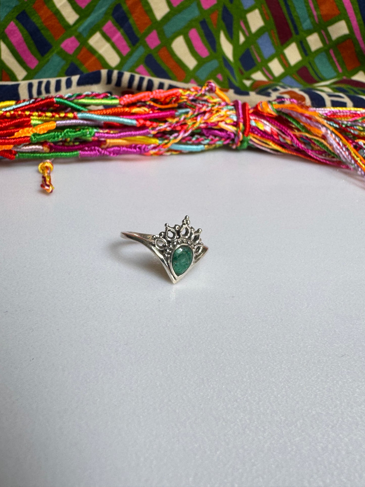 925 silver ring with emerald root, size 15 - 7RS