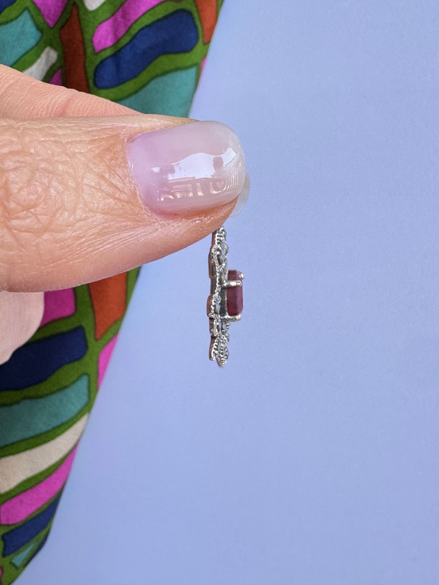 Ciondolo pendente argento 925 radice di rubino 3K