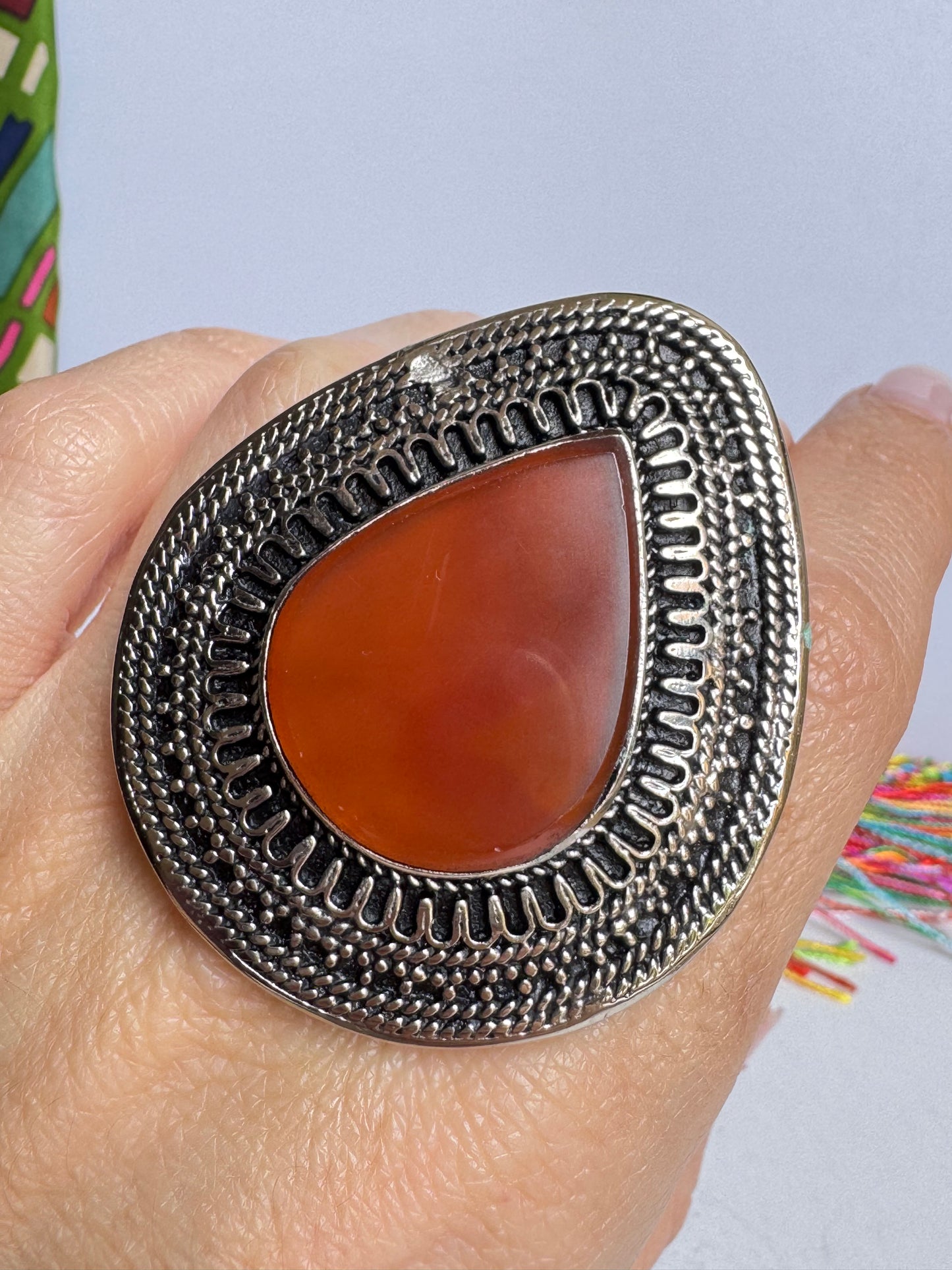 Anello antico pietra agata vintage misura 16/17